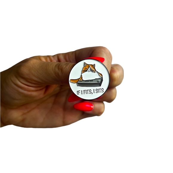 If it Fits, I Sit - Cute Cat Enamel Pin - Picture 2 of 2